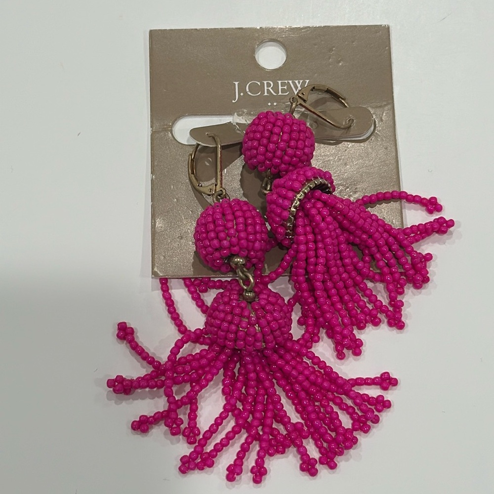 JCrew factory beaded tassel earrings NWT